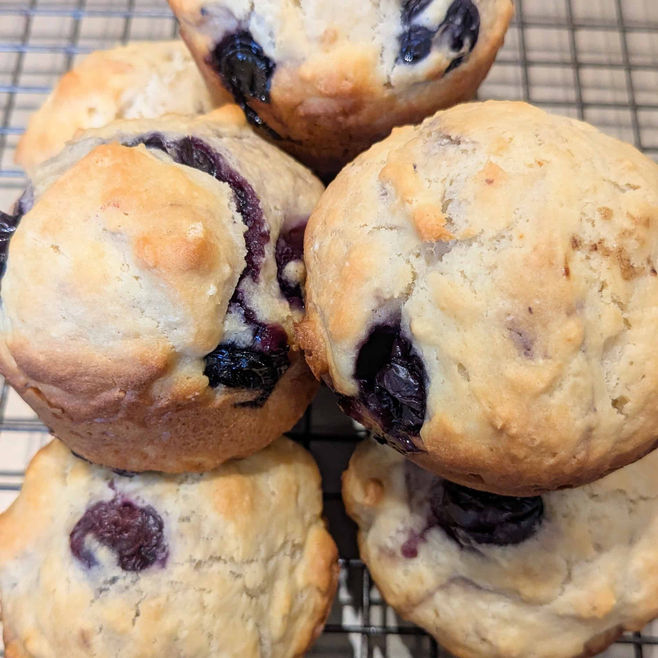 Close up image of blueberry pancake muffins