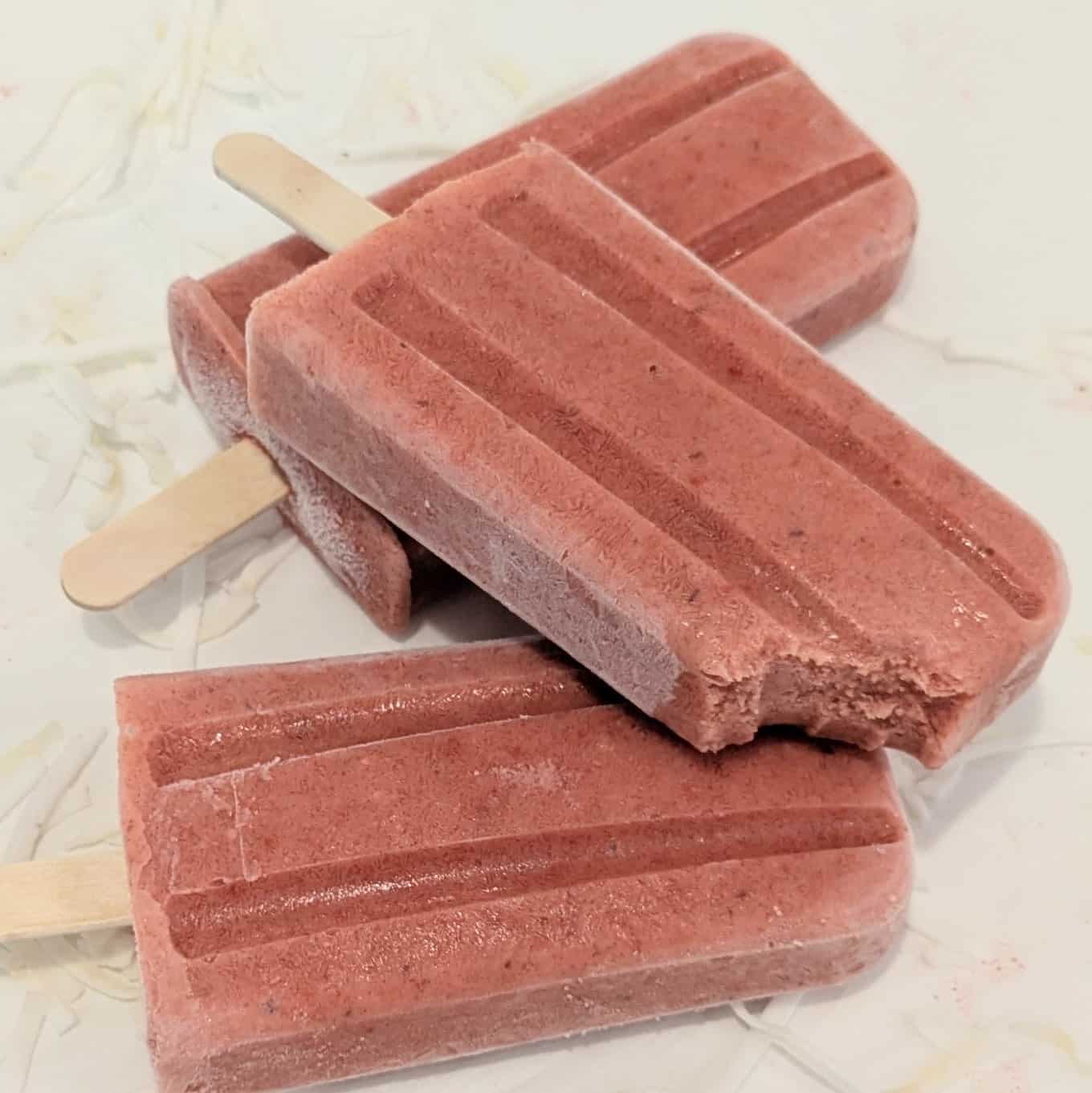 Image of Creamy Strawberry Popsicles