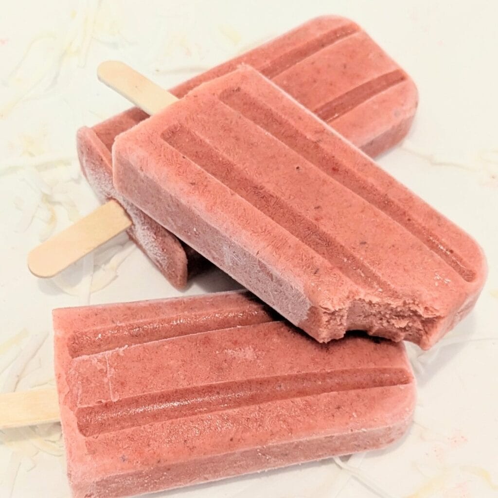 Image of Creamy Strawberry Popsicles
